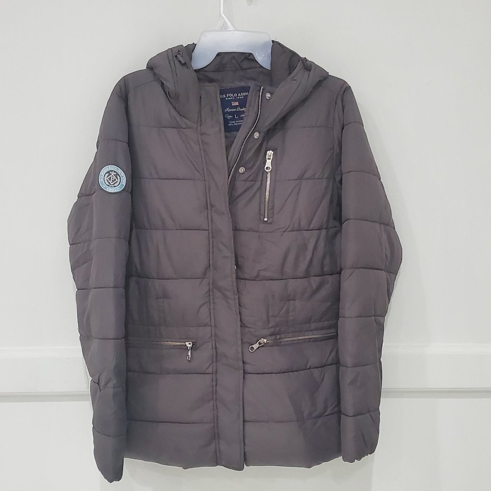NWOT US Polo Association Women's Belted Bubble Jacket Gray Size L $140 i315